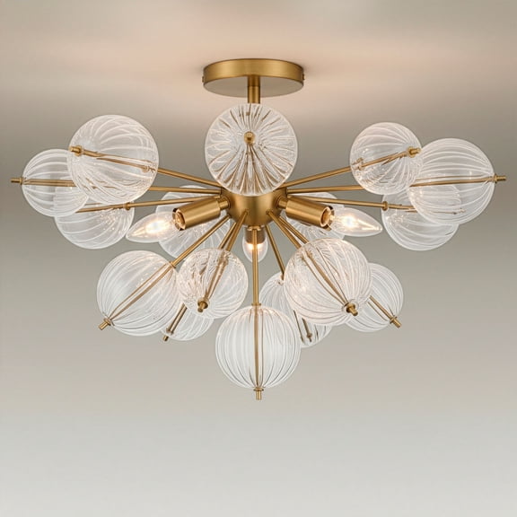 Possini Euro Design Possini Euro Magrania 23" Wide Gold Sputnik 3-Light Ceiling Light