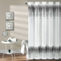 Lush Decor Shimmer Sequins Shower Curtain White/Black Single 70X72