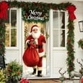 thumbnail image 4 of Christmas Door Cover, Front Door Covers Holiday Wall Decorations, Merry Xmas Backdrop Banner for Outdoor Home Office Classroom Decor, 71x35in, 4 of 6
