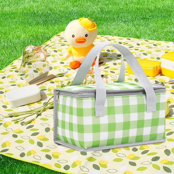 Bolsa de almuerzo para acampar, bolsa térmica suave con cremalleras dobles para Picnic y acampada (verde)