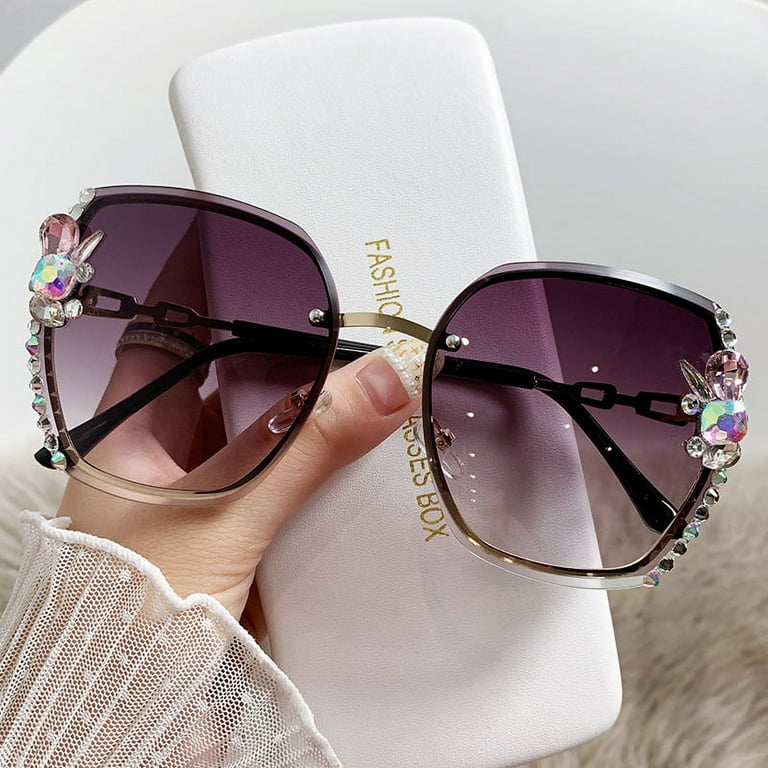 YCNYCHCHY 2022 Diamond Studded Sunglasses For Women Crystal Cut Polygonal Glasses UV Resistant Sunglasses For Women