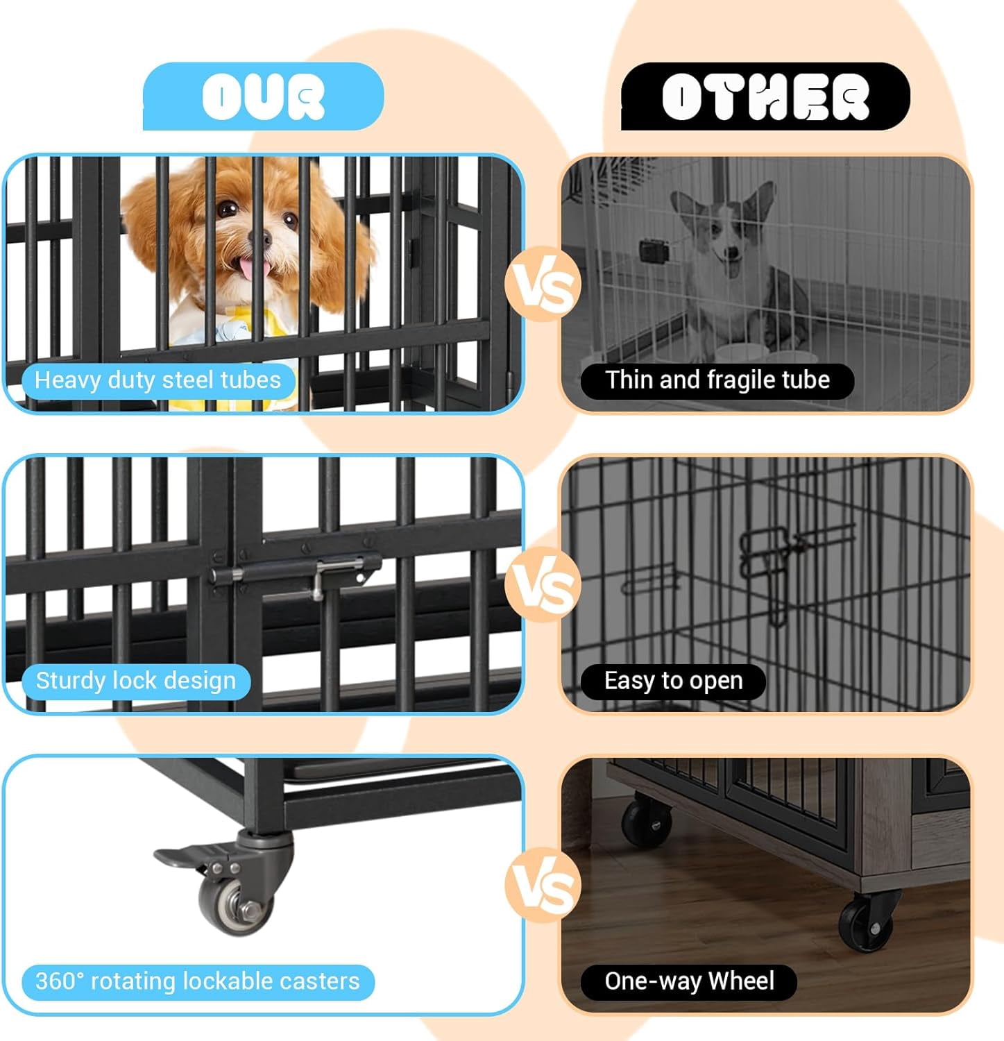 Accreate Easy Assembly Heavy Duty Dog Crate - Portable and Secure Cage for Your Pet