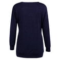 thumbnail image 5 of IROINNID Sales Women's Fall Tops Long Sleeve Oversized Base Shirts Solid Workout Sweatshirts Casual Basic V-Neck Loose Fit Tops with Pocket,Navy, 5 of 5