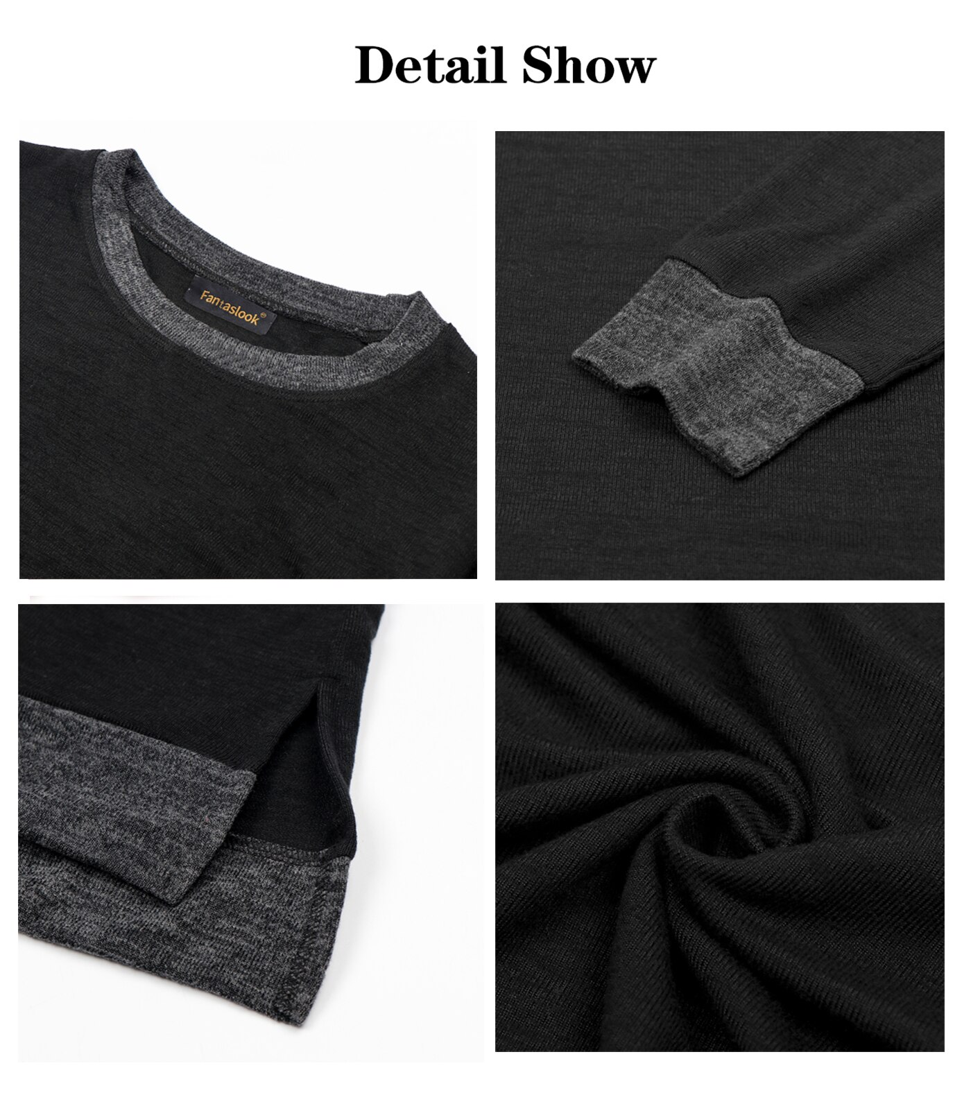 Fantaslook Sweatshirt for Women Long Sleeve Tunic Tops Color Block ...