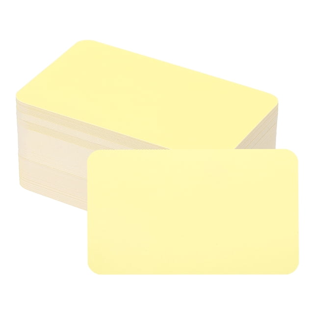 Uxcell 100 Hojas Tarjetas Pequeñas en Blanco, 2.1" x 3.5" Cartulina Doble Cara Gruesa 350gsm Tarjeta con Esquinas Redondeadas para Etiquetas de Regalo de Agradecimiento DIY, Amarillo Claro