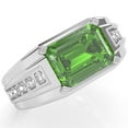 thumbnail image 2 of Men's Peridot Diamond Channel Ring In Solid 14k White Gold, 2 of 6