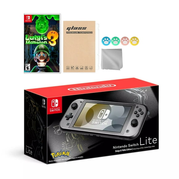 Nintendo Switch Lite Pokemon Dialga & Palkia Limited Edition with Luigi's Mansion 3 and Mytrix Accessories NS Game Disc Bundle Best Holiday Gift