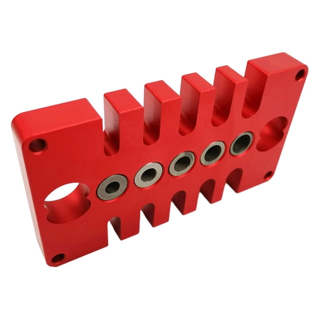Plantilla de guía de taladro para carpintería, perforadora para carpintería, aleación de aluminio, guía de pieza de madera de alta precisión, Rojo DYNWAVEMX Plantilla de guía de orificios de perforación