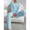 thumbnail image 4 of Deago Women's Pajama Sets Long Sleeve 2 Piece Lounge Sets Ribbed Knit Sweater Sleepwear (Blue, XL), 4 of 8