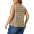 thumbnail image 4 of DARING DIVA Women's Plus Sleeveless Floral Print V Neck Tank Top 3X Beige, 4 of 6