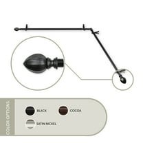 Contemporary Home Living 105" Black Solid Contemporary Corner Window Curtain Rod