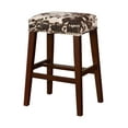 thumbnail image 2 of Linon Walt Backless Wood Bar Stool, 30.5" Seat Height, Walnut Finish with Brown Cow Print Fabric, 2 of 3