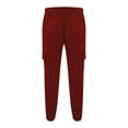 thumbnail image 6 of Cargo Sweatpants for Men Casual Lightweight Track Pants Solid Color Drawstring Elastic Waist Trousers with Pockets, Red, L, 6 of 7
