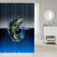 thumbnail image 2 of Manfei Countryside Bass Fish Shower Curtain 72Wx84L, Water Splash Bathroom Shower Curtain, Green Blue, 2 of 5