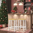 thumbnail image 2 of Bar Stools 25.6" Farmhouse Style Bar Chairs for Dining Room, Kitchen, Counter - Set of 2, White, 2 of 7