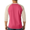 thumbnail image 6 of Mens Long Sleeve Tops Fall Casual Henley Raglan Shirts Big & Tall Loose Color Block Pullover Going Out Tops Hot Pink, 2XL, 6 of 7