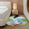 thumbnail image 2 of Round Rug 4Ft Washable Non-Slip, Easter Cartoon Bunny Circle Area Rugs for Living Room Bedroom, Colorful Eggs Spring Leaves Blue Sky Butterfly Indoor Floor Mats Carpet Runner for Home Decor Aesthetic, 2 of 8
