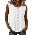 thumbnail image 3 of Womens Sleeveless Button Down Shirts Casual Solid Color Blouses Breathable Summer Crewneck Tank Tops,Sizes S-2XL, 3 of 10