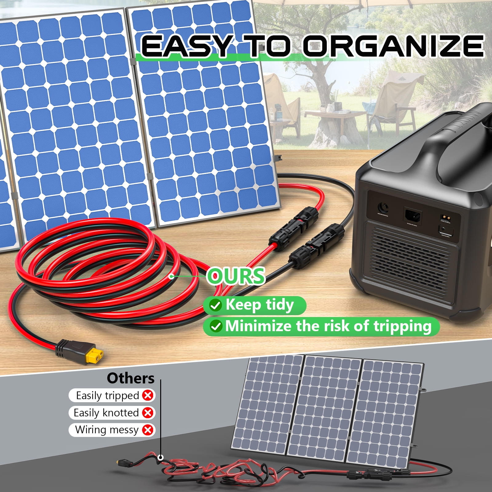 10AWG XT60 Solar Extension Cable - 3/10/15/20/25/30/40/50FT Heavy Adapter Cable XT60i Connector for Portable Power Station, Solar Panel, Battery