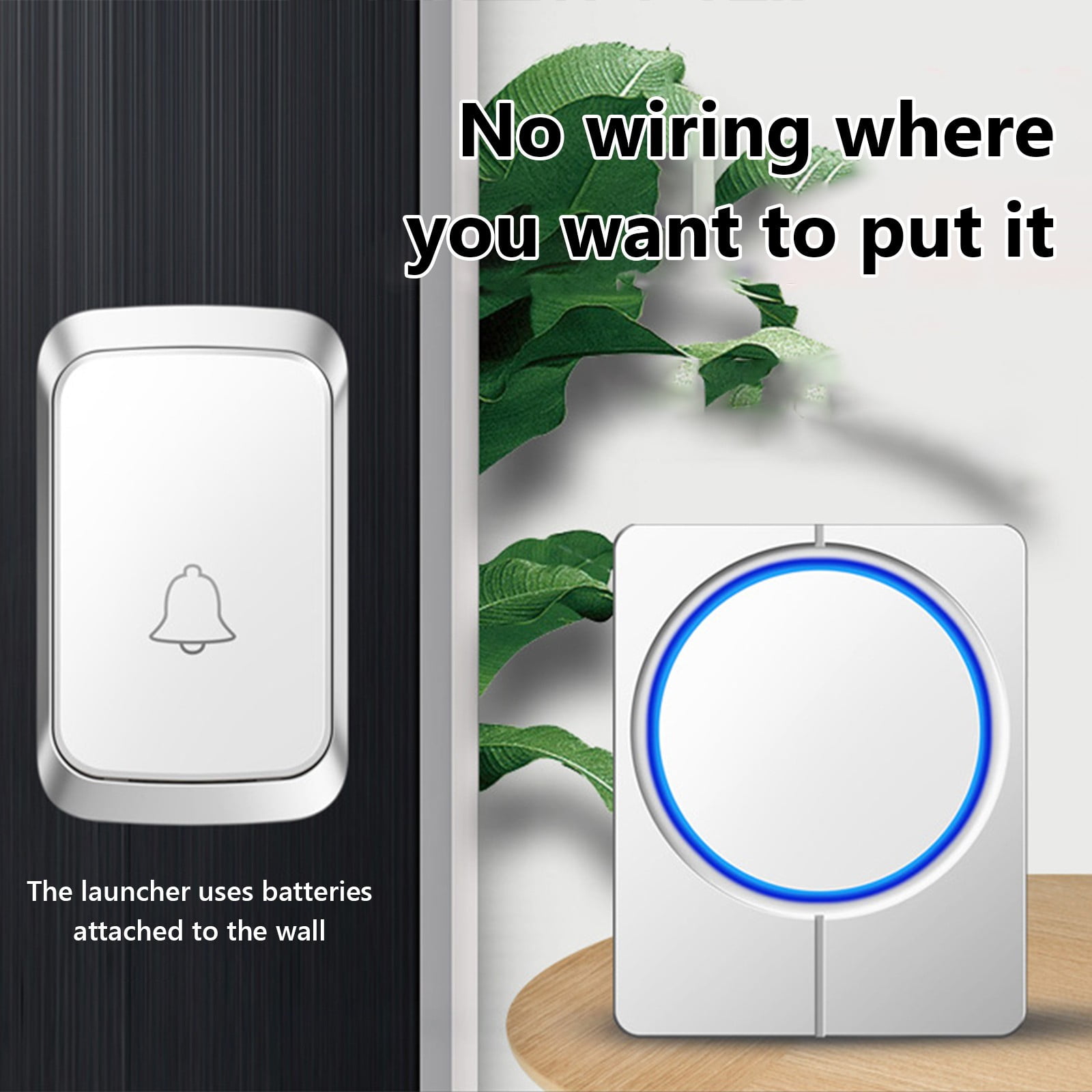 Upgraded Electric Doorbell Wireless, Wireless Doorbell Battery Operated, Doorbell Wireless Home Battery Model, All Use Battery Non Plug In Wireless Doorbell One Drag No Plug In