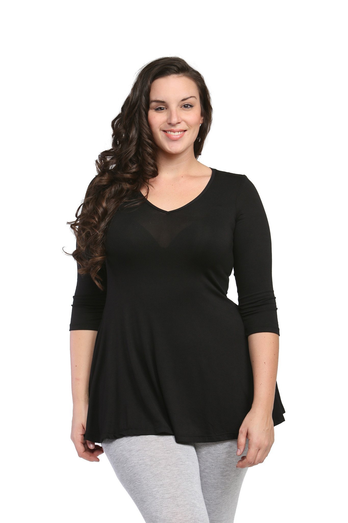 Women's Plus Size 3/4 Sleeve V-neck Tunic
