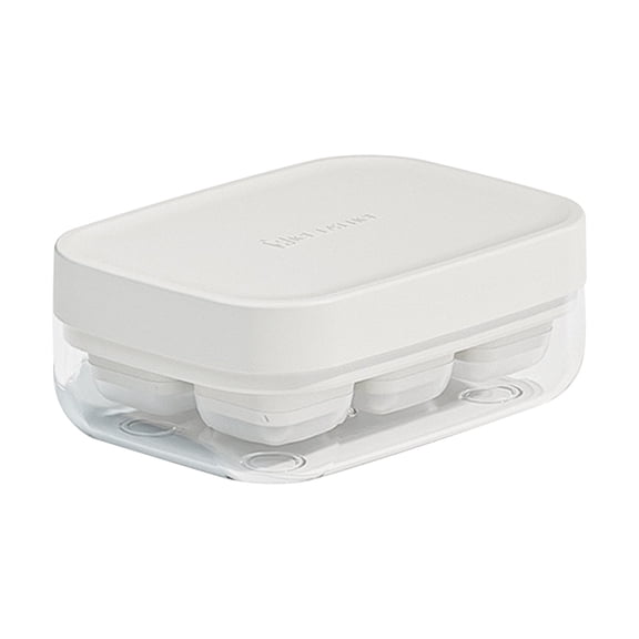 Tunhigl 6-Cube Silicone Ice Tray with Lid - Easy Release, Space Saving, BPA-Free Ice Cube Maker for Refrigerator - Perfect for Cocktails, Coffee, and Beverages White
