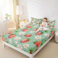 thumbnail image 4 of Manfei Country Floral Twin Sheet Sets,Cute Strawberries Twin Fitted Sheet,Kawaii Daisy Flat Sheet For Girls,Luxury Bedroom Decor,3pcs, 4 of 7