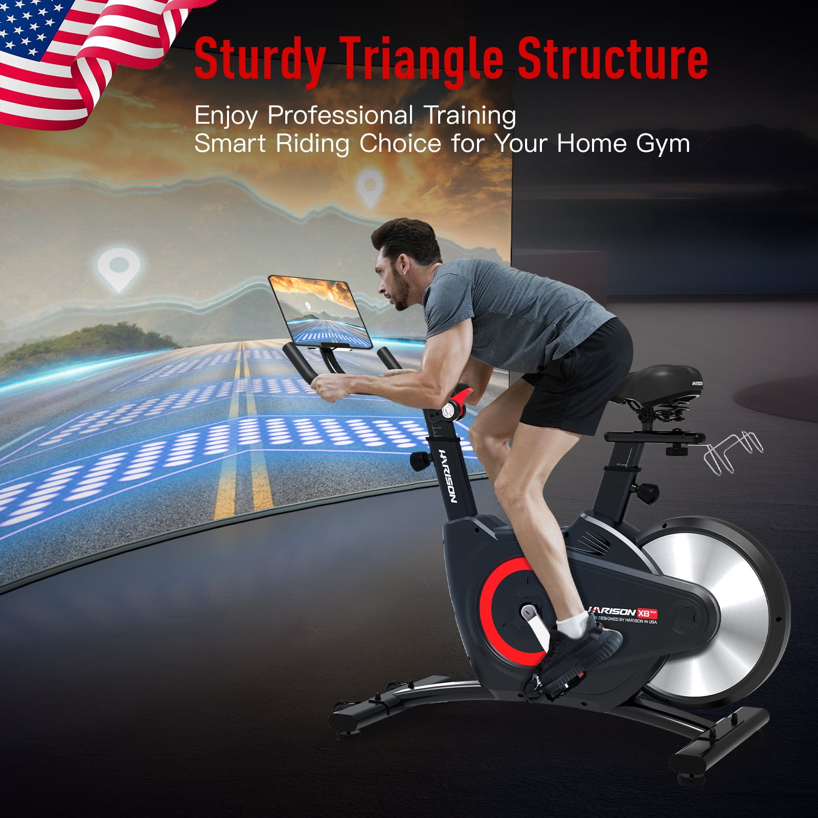 HARISON Semi-Commercial Exercise Bike for Home, Silent Magnetic Stationary Bike with Tablet Holder & Comfort Seat, 350 LBS Capacity