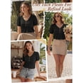 thumbnail image 6 of MOYIKO Blouses for Women T Shirts Pleated Button Puff Short Sleeve Shirts Dressy Casual V Neck Tunic Tops Summer Shirts, 6 of 7