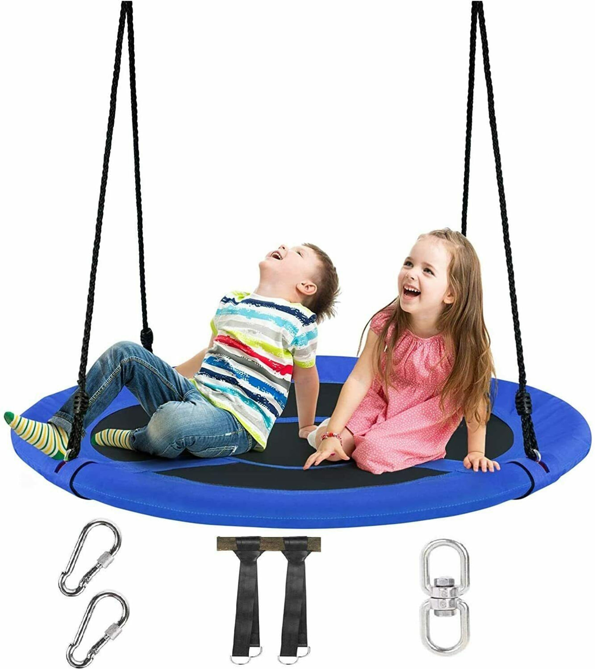 Outdoor Round Swing seat Take Me Away 40 Inch Flying Saucer Tree Swing with Straps Flags for Kids 