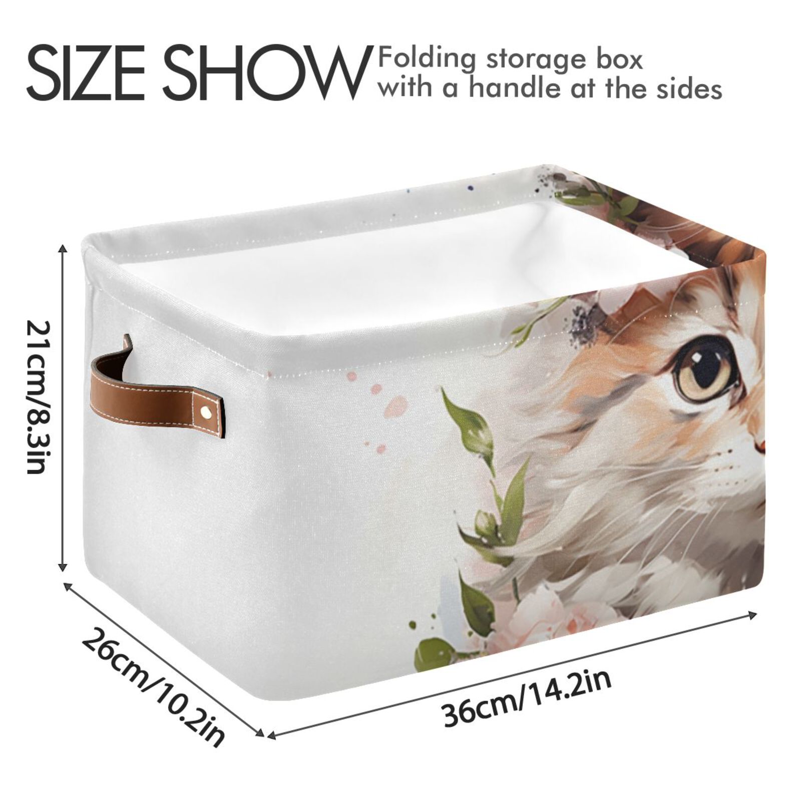 Cat Flowers Floral Storage Bins Baskets With Handles Storage Box Clothes Organizer Organization Toys