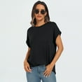 thumbnail image 2 of SUNBS Women's Oversized Tops Business Casual Short Sleeve T-Shirt Summer Blouses, 2 of 6