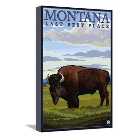 Montana, Last Best Place, Bison Stretched Canvas Print Wall Art By Lantern (Best Place To Order Canvas Prints)