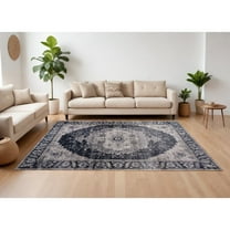 HomeRoots 8' X 11' Black And Gray Oriental Area Rug