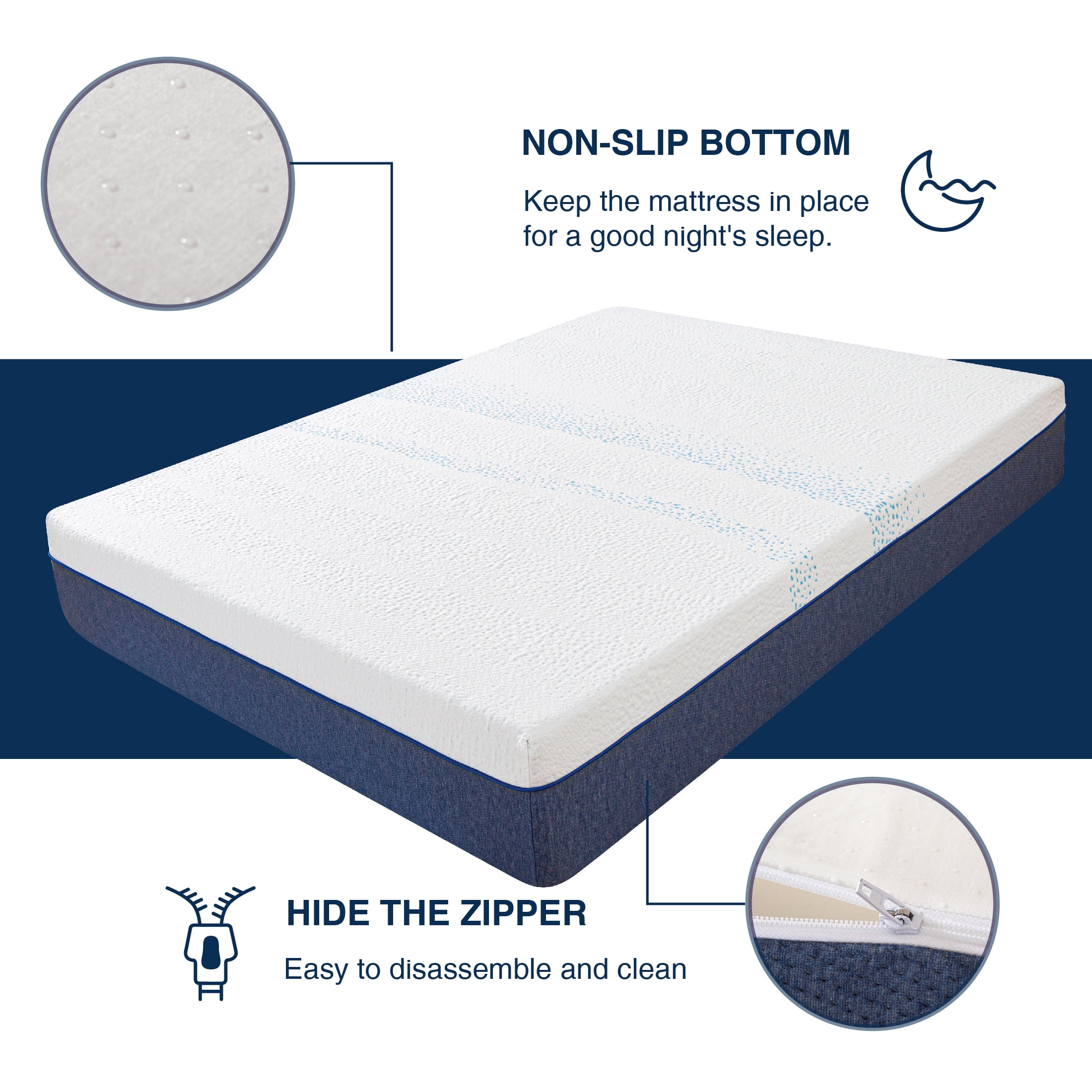 MLILY Essence Sleep Queen Mattress, 12" Memory Foam Mattress in a Box, Medium