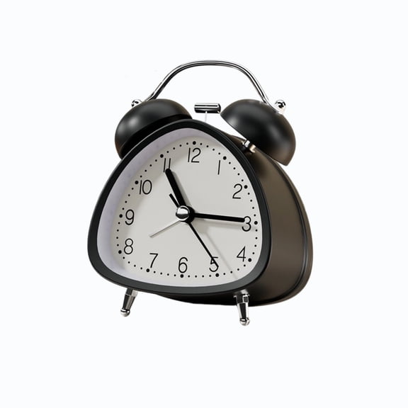 Tunhigl Cute Triangle Twin Bell Analog Alarm Clock, Silent Non-Ticking with Loud Wake-Up Bell, 4 Colors
