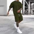 thumbnail image 3 of BRANROY Men's 2 Piece Short Set - Casual Tracksuit for Men, Summer Outfits Two Piece Set with T-Shirt and Shorts,Army Green,L, 3 of 6