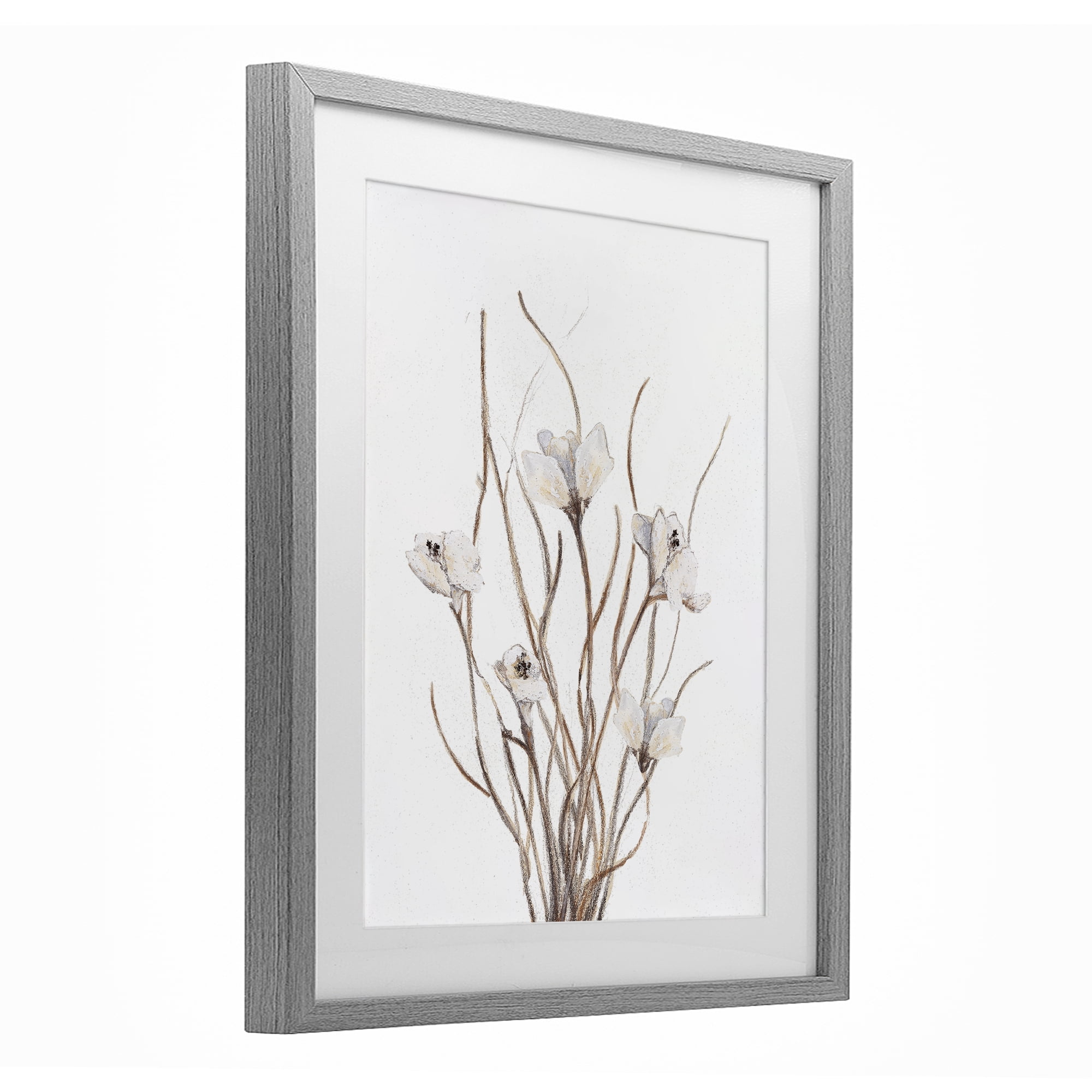 Stupell Industries Curly Floral Branches Gray Framed Print Under Glass, design by Lanie Loreth