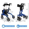 thumbnail image 3 of Giantex 2-in-1 Aluminum Rollator Walker w/Seat, Foldable Mobility Walking Aid w/Height Adjustable Handles & Wheels, Blue, 3 of 10