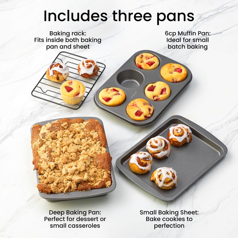 GoodCook 4-Piece Toaster Oven Bakeware Set, Gray photo 3