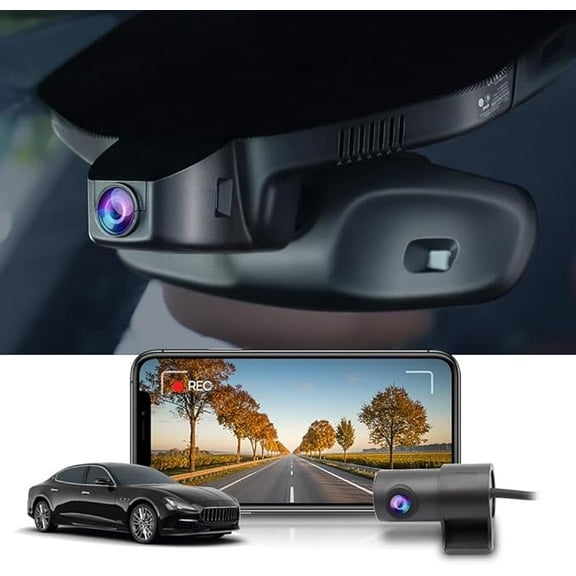 Fitcamx 4K Front and Rear 1080P Dash Cam Suitable for Maserati Quattroporte Ghibli GT S Q4 Gransport 2017-2021, OEM Look, Parking Mode, 128GB