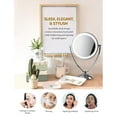 thumbnail image 2 of Ovente LED Lighted Tabletop Makeup Mirror 9.5 inch 1X 10X Magnifier Dimmable 360 Adjustable Double Sided Acrylic Edge Battery USB Operated Bedroom Vanity Lamp Professional Polished Chrome MLT45CH1X10X, 2 of 9