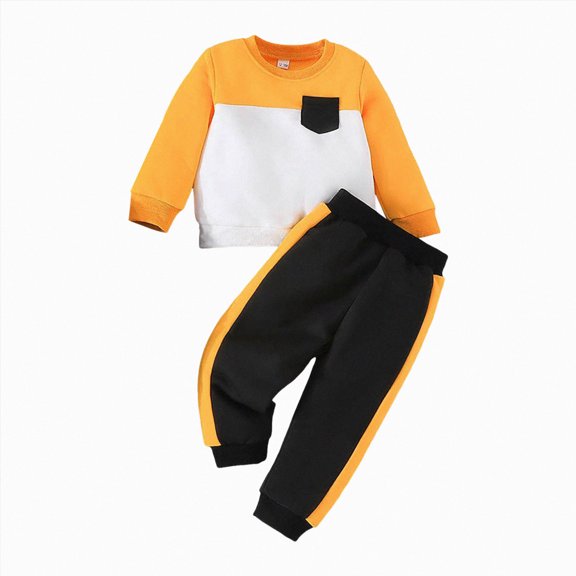 TOWED22 Toddler Baby Boy Fall Outfit Printed Sweatshirt Top Elastic Pants Set Cute 2pcs Winter Clothes Size:2-3 Y,Color:Yellow
