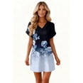 thumbnail image 6 of Women's Fashion Floral Print V-Neck Short Sleeve Casual Dress with Pocket, Pullover Summer Dress, Lightweight Comfort Fit, Stylish Ladies Clothing,Light Blue,2XL, 6 of 8