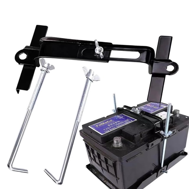 HUGFEGWE Premium Adjustable Battery Hold Down, Universal Crossbar Battery Hold Down Kit, Universal Adjustable Battery Crossbar with J-Shaped Stabilizing Hook Kit (Bolt Length 11inches / U2536-21463