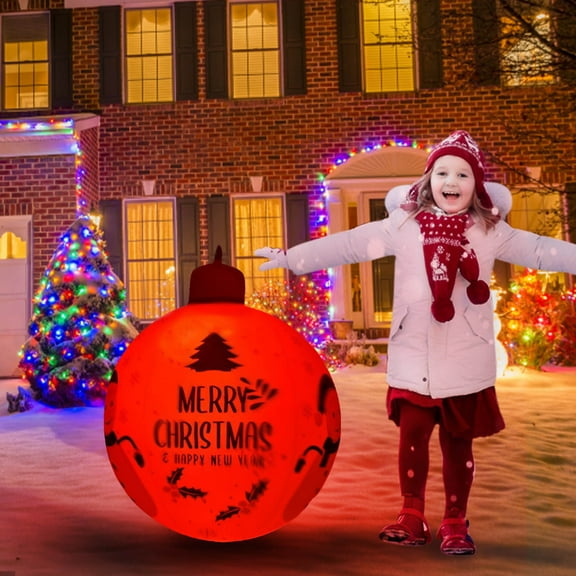 Christmas Inflatable Decoration Outdoor Ornament, Giant Merry Christmas Yard Inflatable Ball with Snowman and LED Lights for Holiday Garden Lawn Party Decor 2025