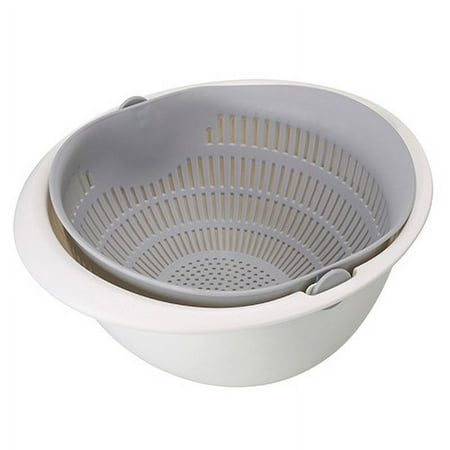 

Kitchen Silicone Double Drain Basket Bowl Washing Storage Basket Strainers Bowl Drainer Vegetable Cleaning Colander Kitchen Tool (grey)