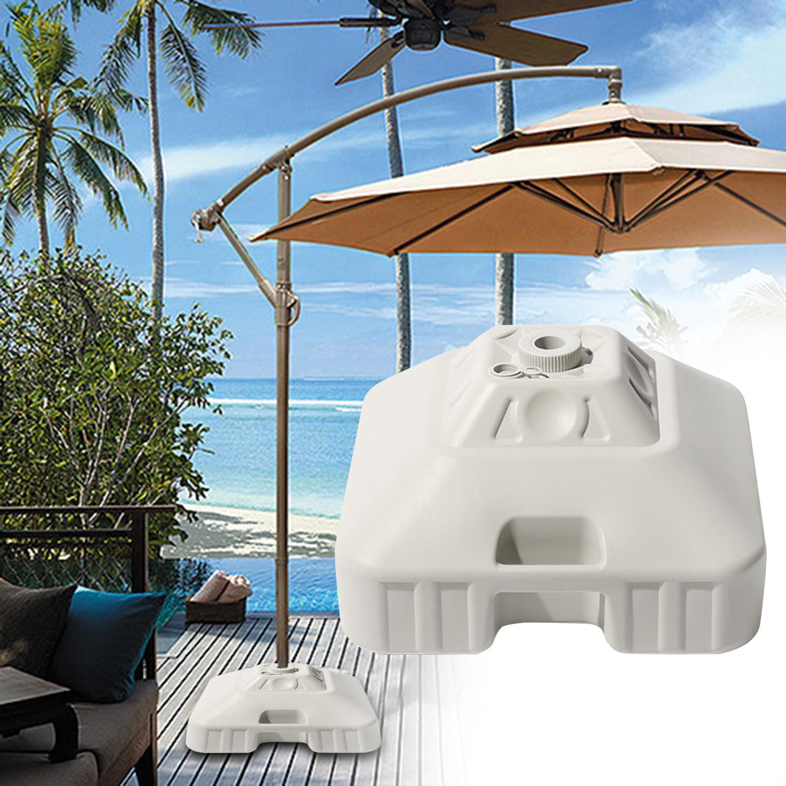 Aymzbd Umbrella Base Stand Beach Umbrella Stand 30L Weight Shelter Patio Umbrella Stand White