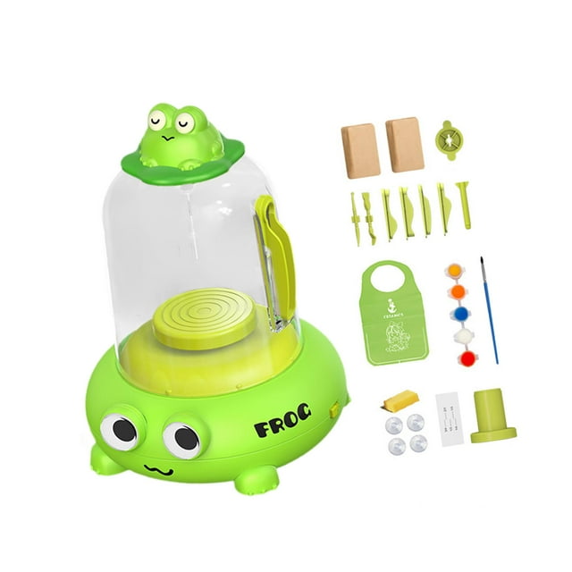 Abbracc Roue de Poterie Électrique pour Enfants Kit Complet pour Adultes Filles Garçons 8-12 Ans Vert