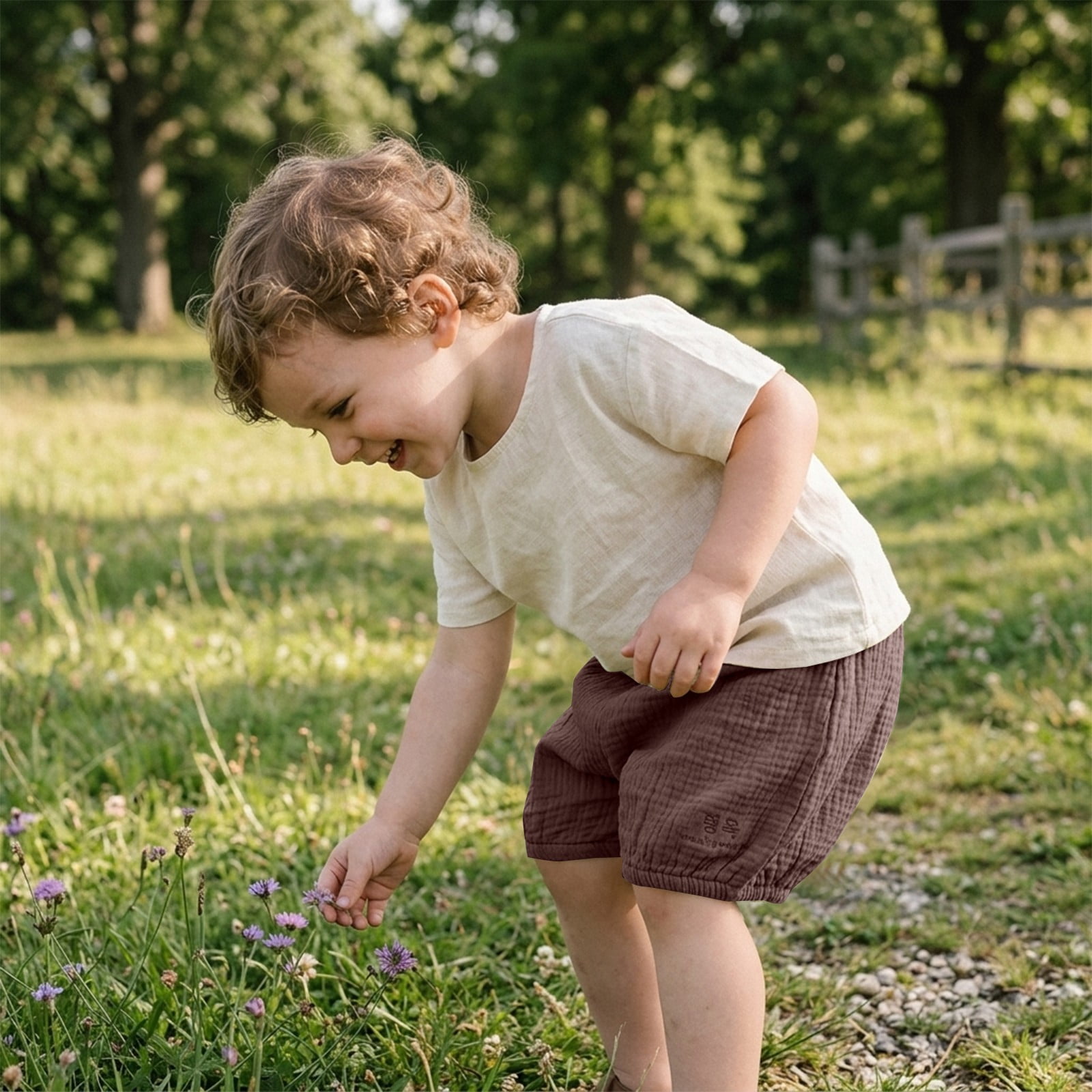 UACY Baby Bloomers for Boys Girls Cotton Linen Bubble Shorts 𝐃iaper 𝐂overs Infant Solid Underwear Cute Summer Clothes ﻿ (Brown, 5-6 Years)